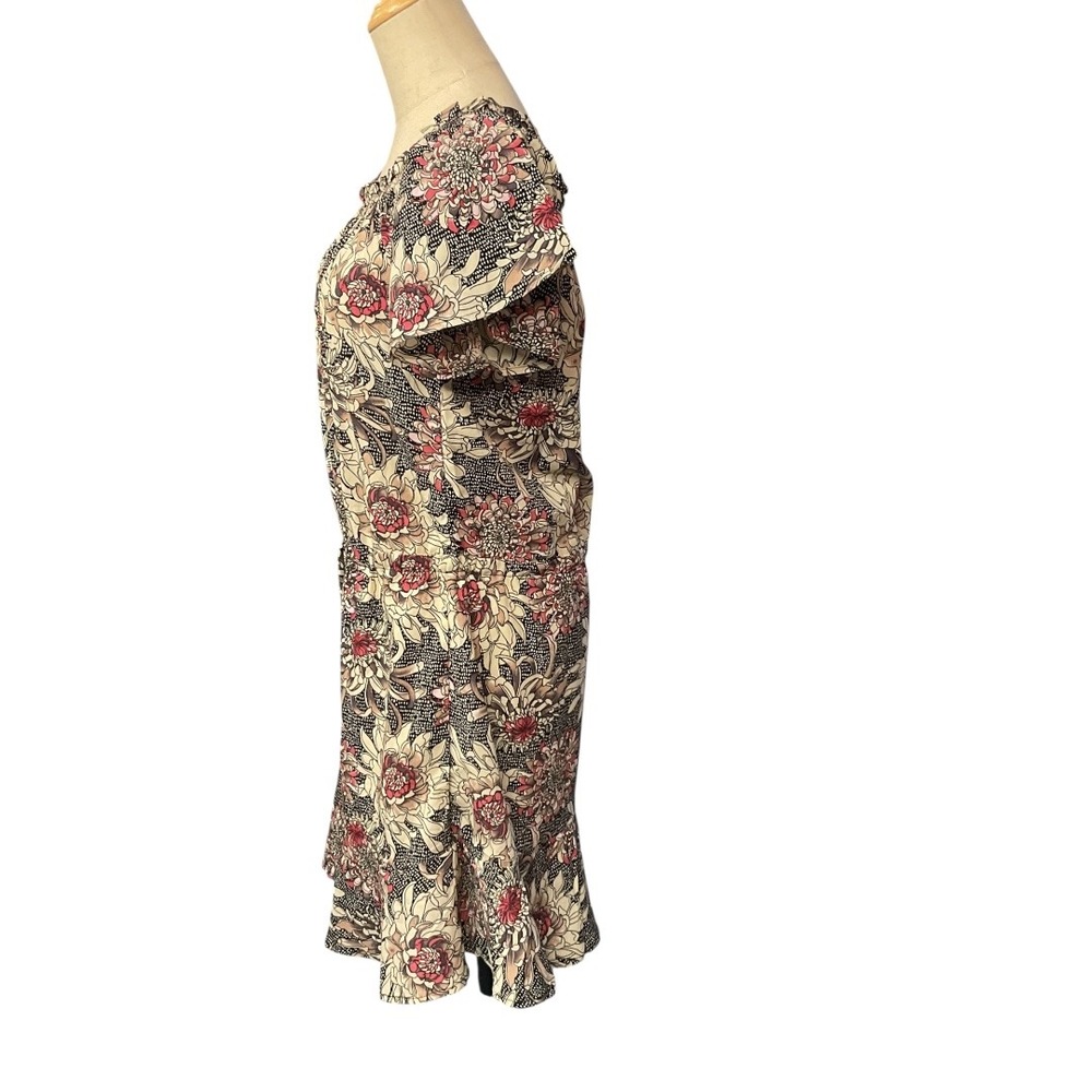Heli Floral Short Sleeve Cinch Waist Mini Dress Size - Picture 3 of 8